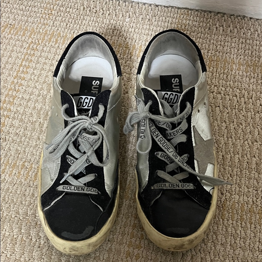 Golden Goose Black and Silver Sneakers
